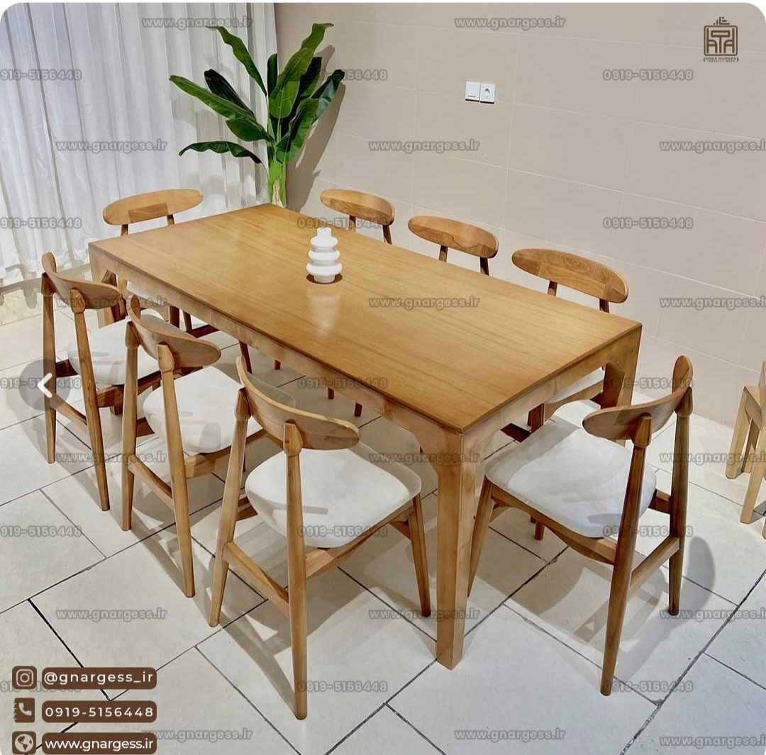 میزنهارخوری ۸نفره چوب راش مدل وان