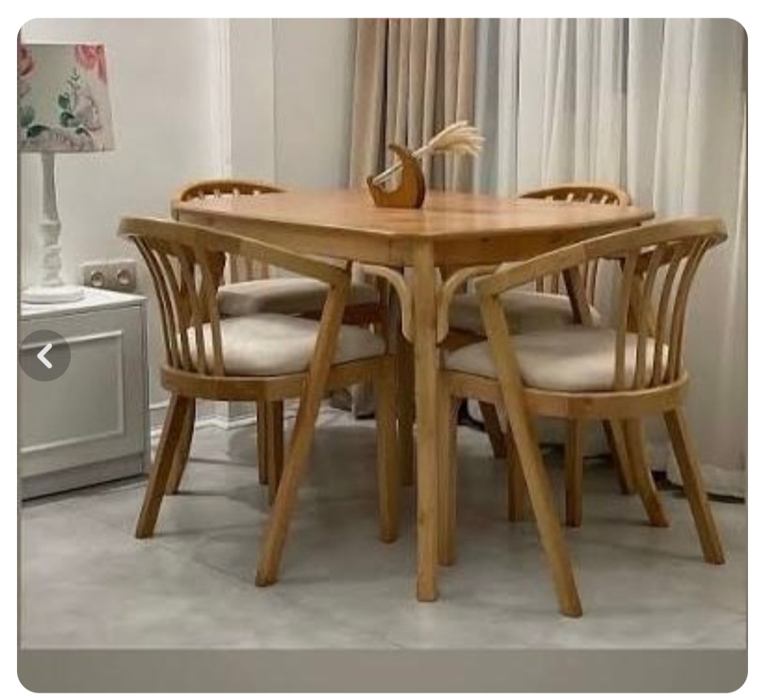 ست نهارخوری ۴نفره چوب راش سبدی